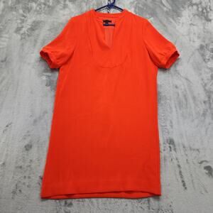 J.Crew Dress Womens 4 Orange Crepe Short Sleeve Shift Keyhole Lined Party Summer